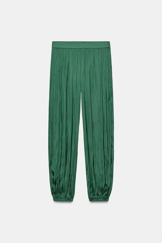 SATIN SAROUEL TROUSERS - Green by Zara - Image 0
