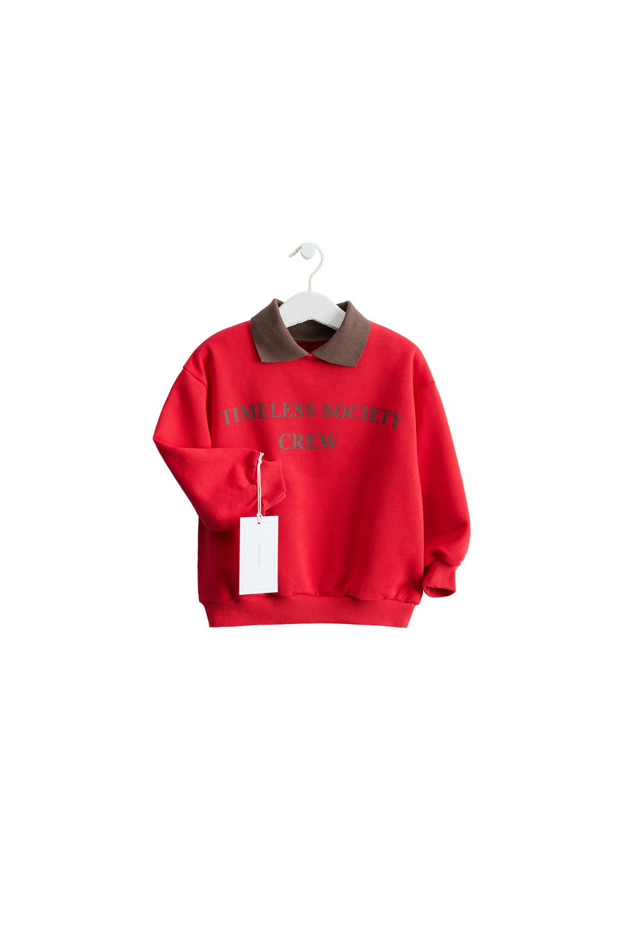 ZARA TIMELESS — ТОЛСТОВКА-ПОЛО С ТЕКСТОВЫМ ПРИНТОМ