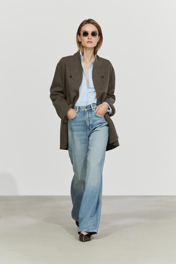 Zara Mid-length double-breasted coat with button detail - Brown - Image 0