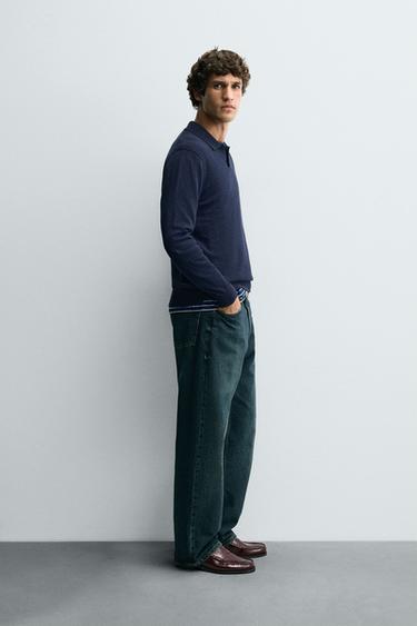 POLO EN MAILLE STRUCTURÉE - Bleu marine de Zara - Image 3