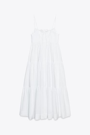 ROBE MIDI À PANNEAUX EN POPELINE - Blanc de Zara - Image 6