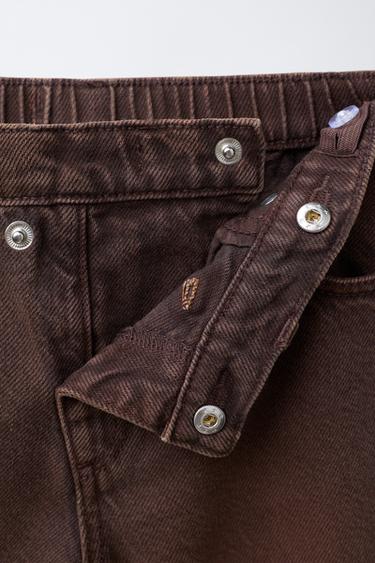 CROSS-WAIST WIDE-LEG JEANS - Brown by Zara - Image 2