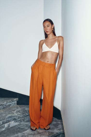 PANTALÓN FLUIDO ZW COLLECTION  - Naranja de Zara