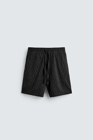 SHORT JACQUARD GÉOMÉTRIQUE - Noir de Zara