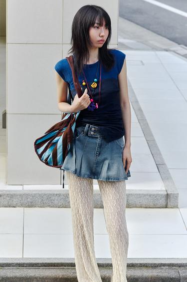 TRF DENIM PLEATED SKIRT - Light blue by Zara
