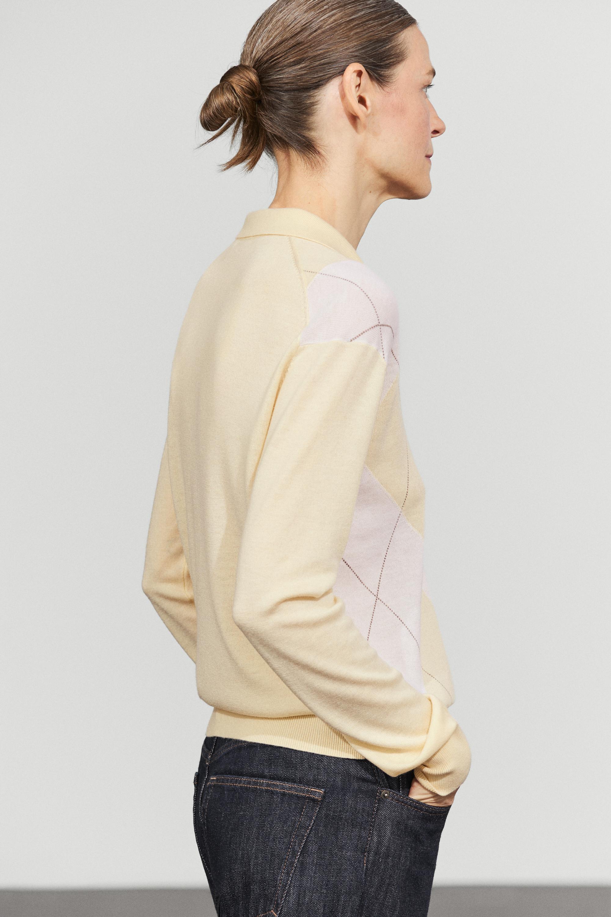 Pull polo en maille à motif losanges