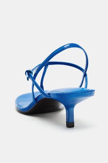 SANDALES À TALONS ET BRIDE - Bleu vif de Zara - Image 4