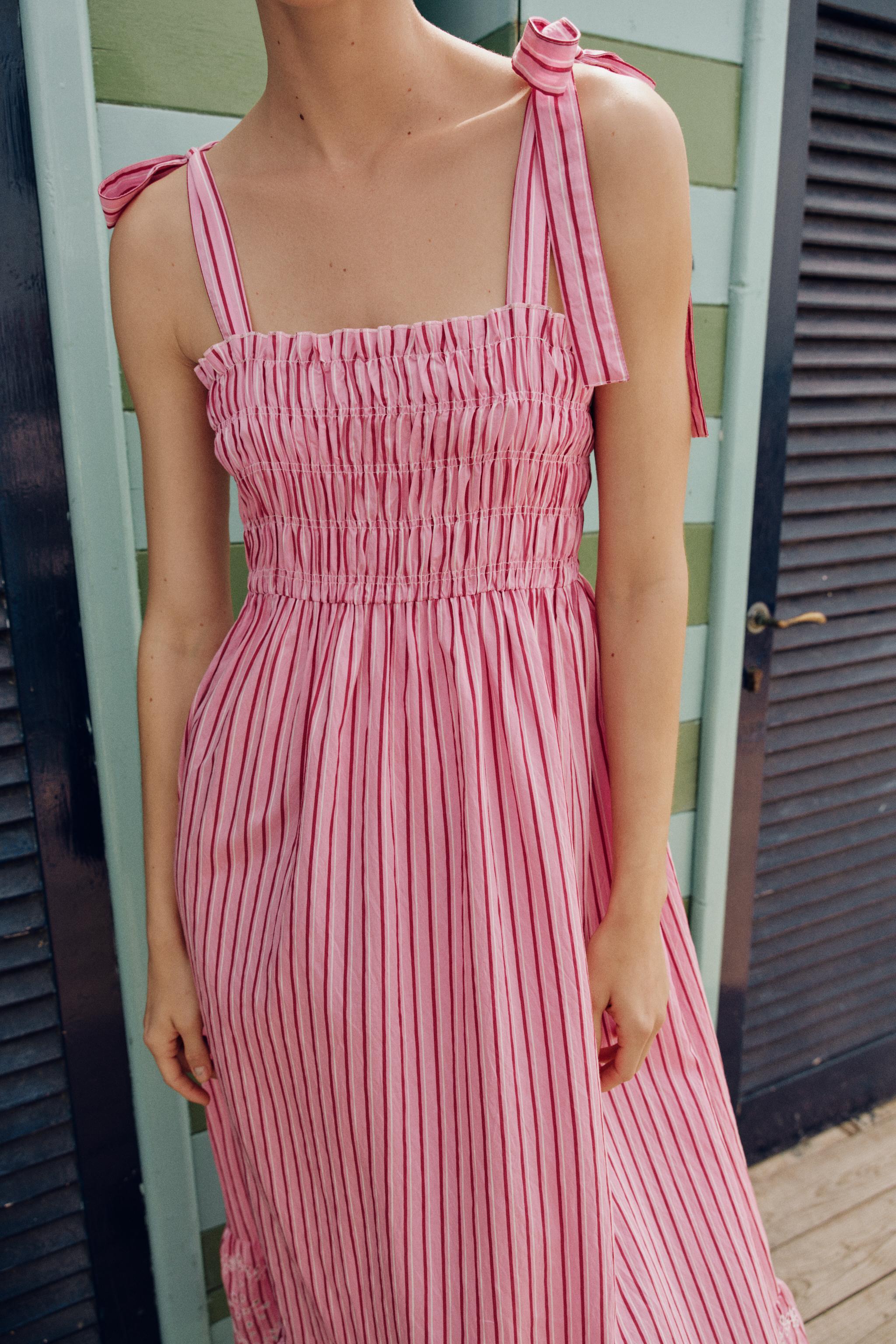 ROBE MIDI RAYURES ET NŒUDS