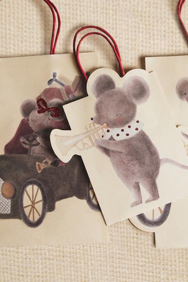 PACK OF CHRISTMAS MOUSE GIFT BAGS (PACK OF 4) - Multicoloured by Zara - Image 4