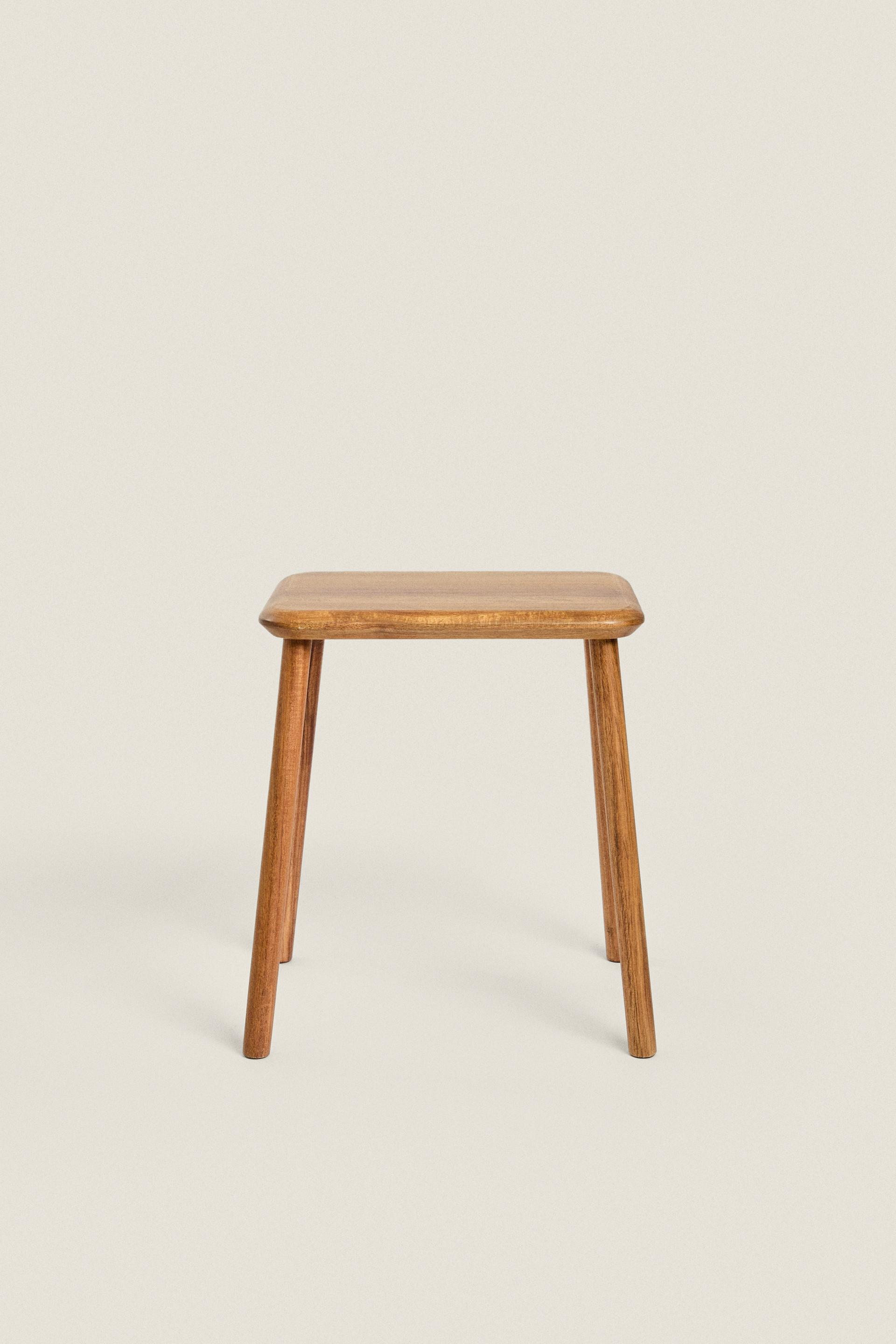 BEVELED ACACIA STOOL - Brown | ZARA United States