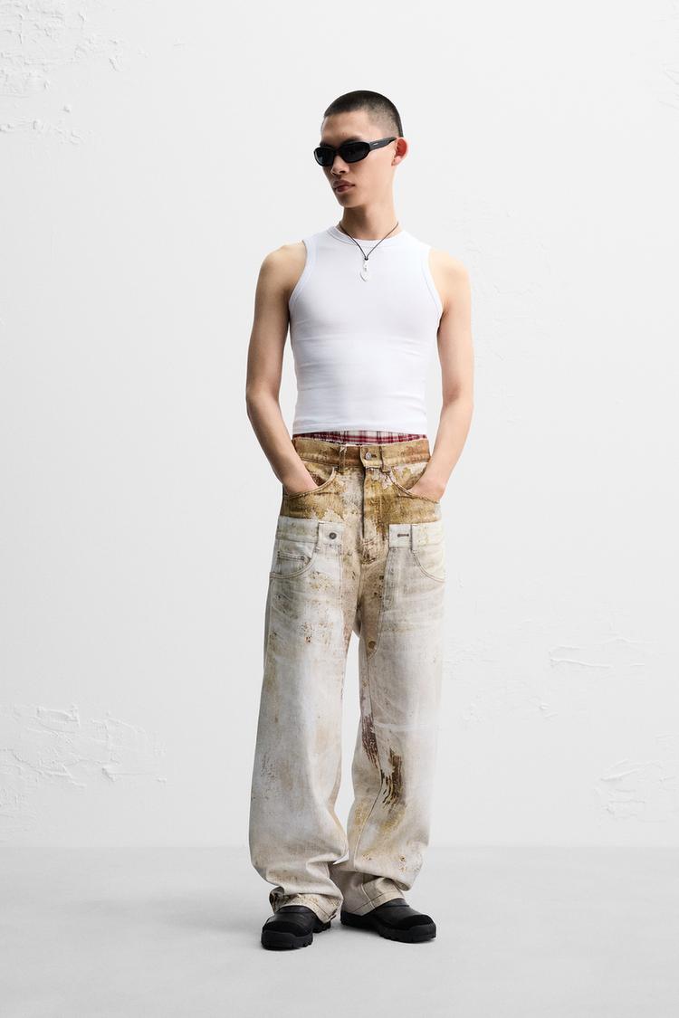 ダブルウエストプリントデニムパンツ X ANDERSSON BELL - イエロー  