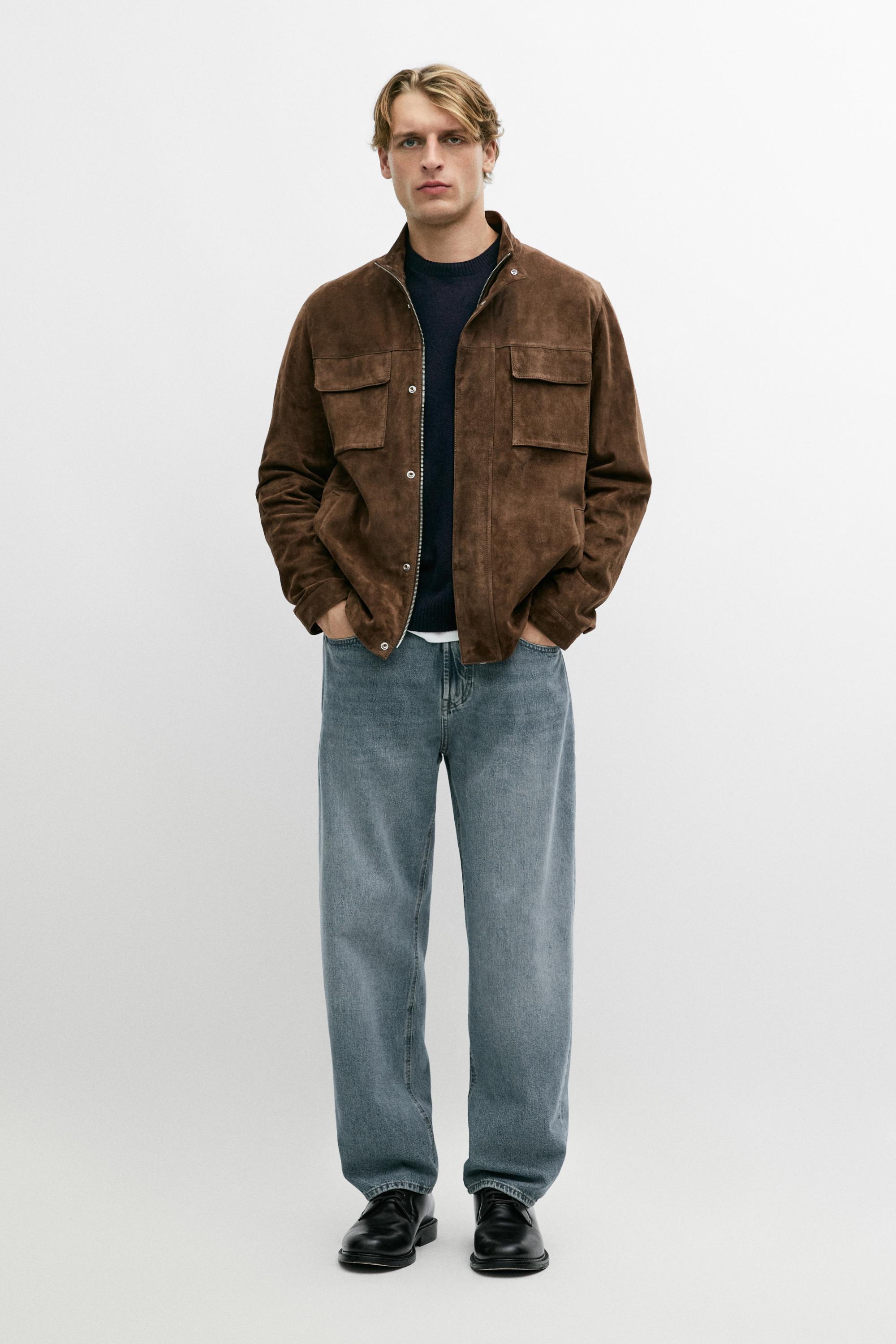 Suede leather pocket jacket