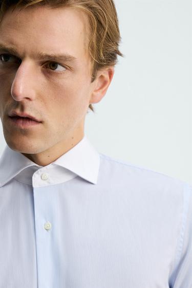 CHEMISE SLIM COL CONTRASTANT - rayures de Zara - Image 4