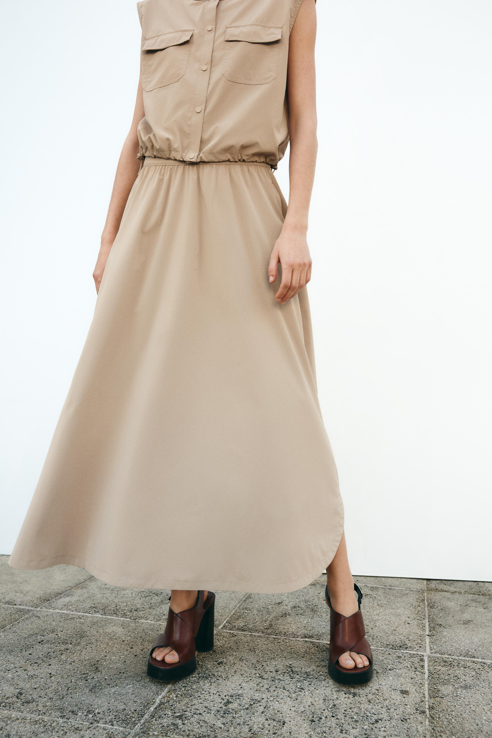 新品】ZARA デニムスカート サイドベルト ロング スリット М