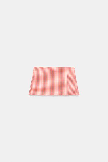 GINGHAM SKORT WITH SLIT - Orange by Zara - Image 4