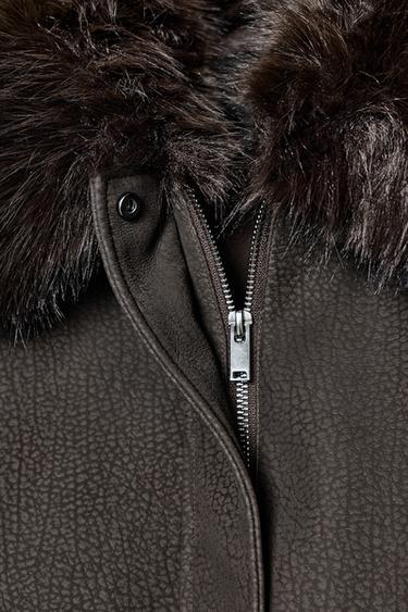 VESTE EFFET DAIM COL AMOVIBLE - Marron de Zara - Image 2