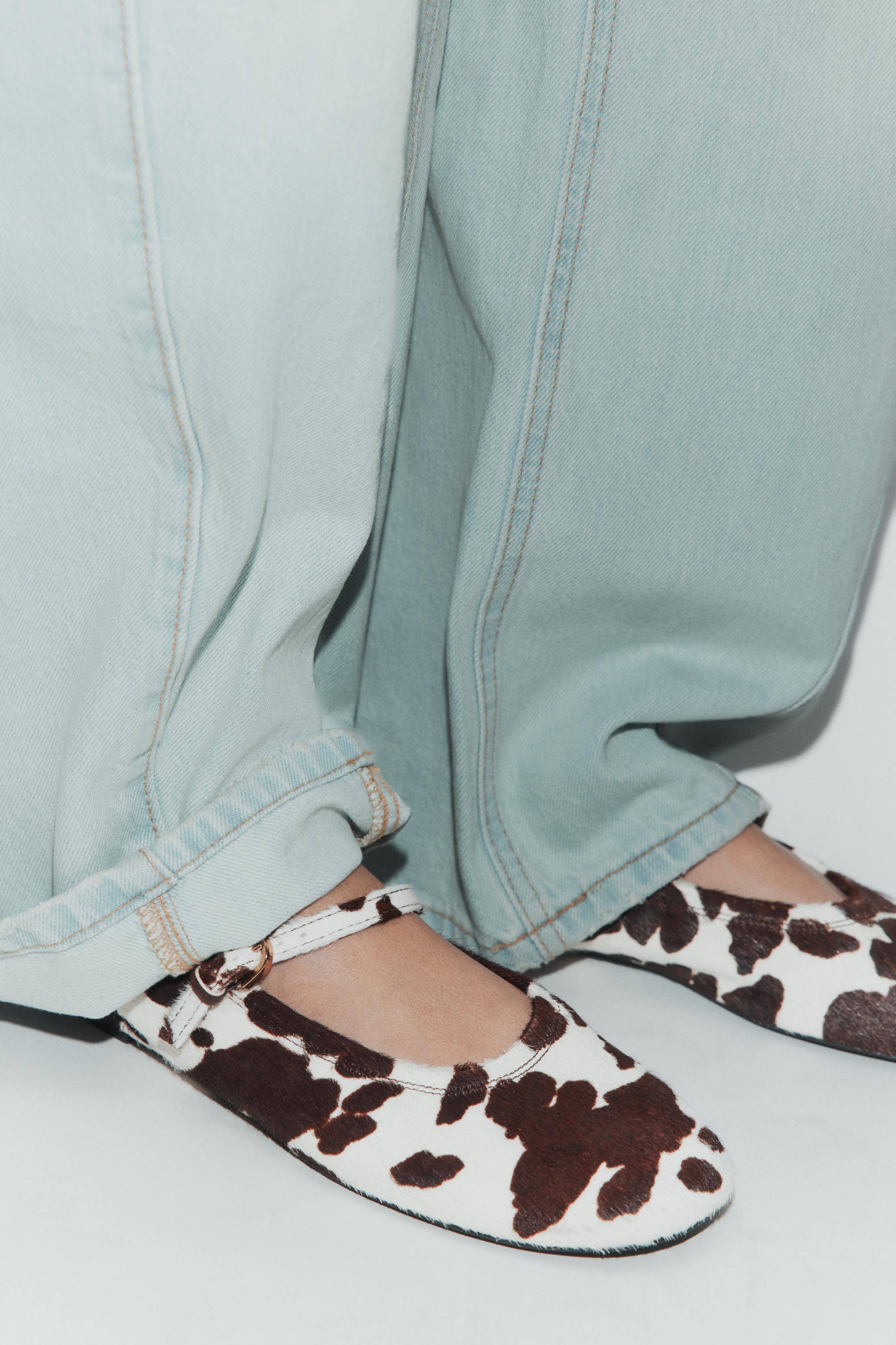 【完売商品】ZARA アニマルプリント　リアルファーレザー　バレリーナシューズ PRINTED LEATHER BALLET FLATS - Multi-color | ZARA United States