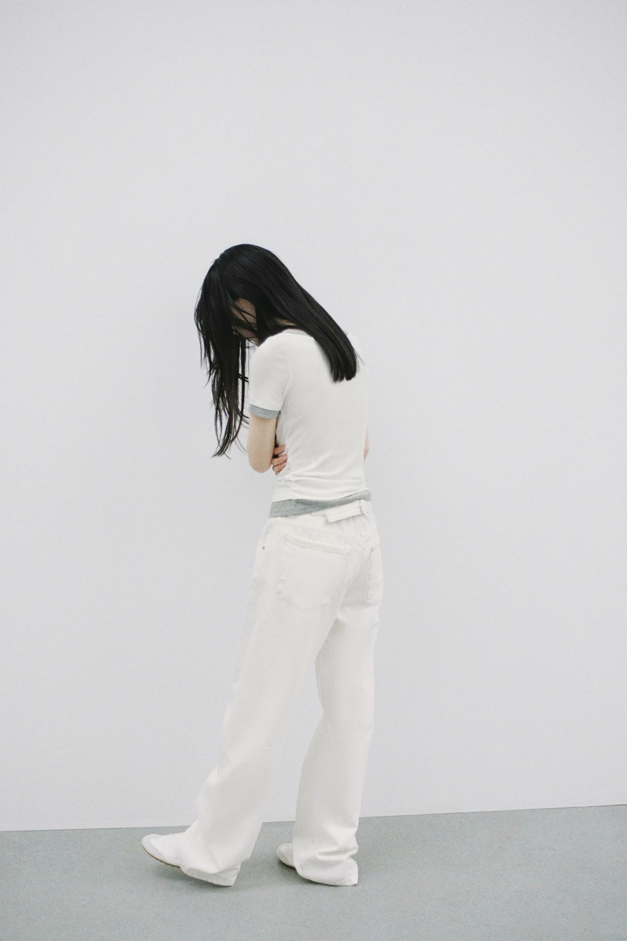 【ZARA】TRF SLOUCHY ベルトループ ミッドライズジーンズ TRF SLOUCHY ベルトループ ミッドライズジーンズ - ホワイト