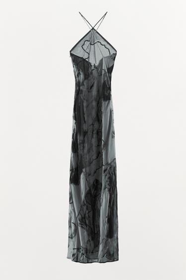 ROBE HALTER TIE & DYE FANTAISIE - Blanc / Noir de Zara - Image 6