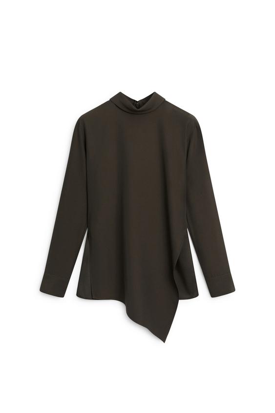 Zara Flowing high neck asymmetric blouse - LIMITED EDITION - Gray green - Image 0