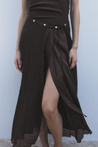 CONTRASTING WRAP DRESS - Brown by Zara - Image 1