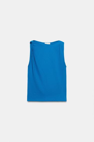 T-SHIRT DRAPÉ SANS MANCHES - Bleu électrique de Zara - Image 3