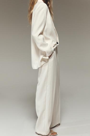 PANTALÓN RECTO EFECTO ARRUGADO - Crudo de Zara