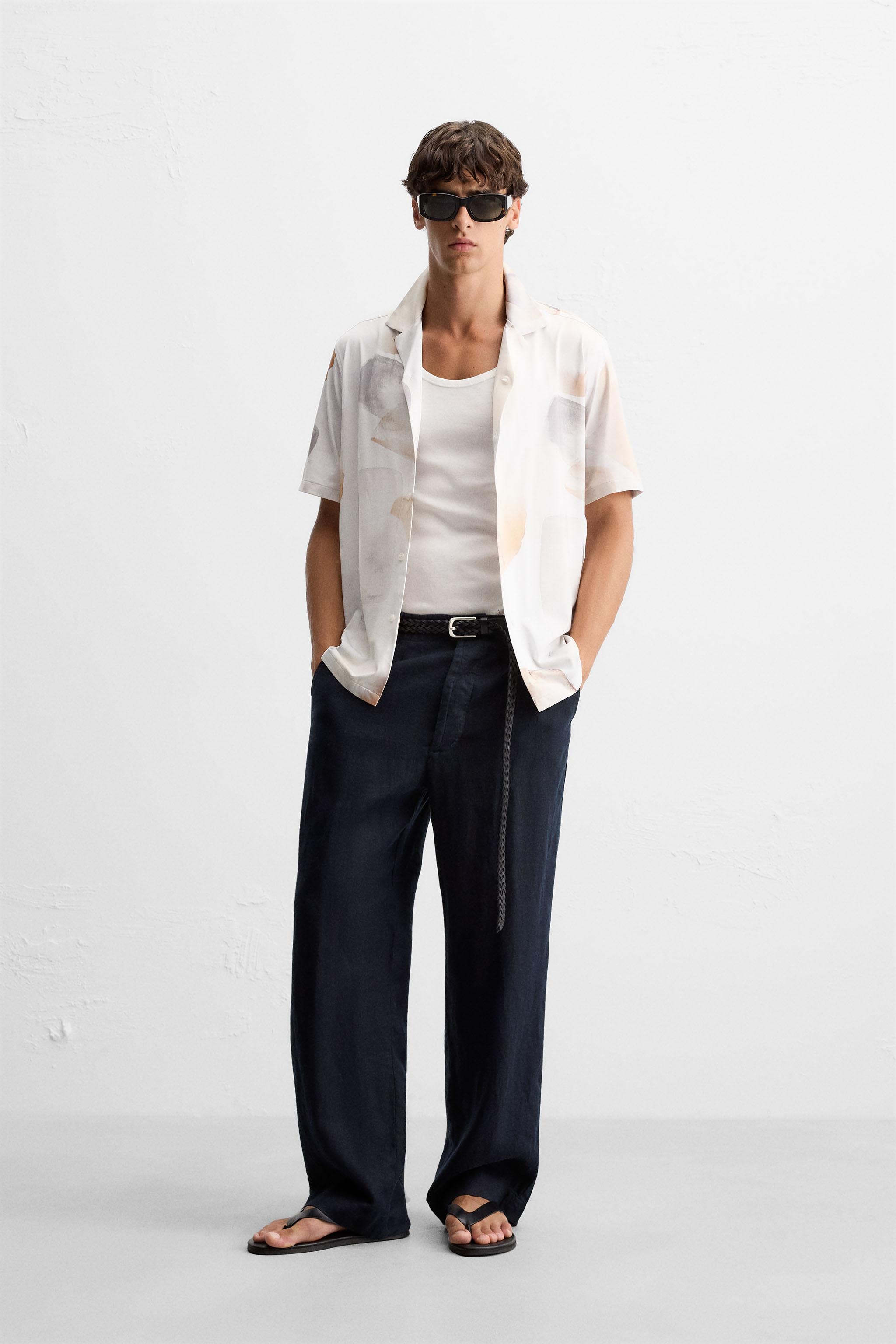 ABSTRACT PRINT STRETCH SHIRT - Beige | ZARA Canada