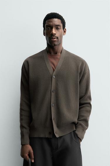 ORIGINS COTTON TEXTURED CARDIGAN - Brown by Zara