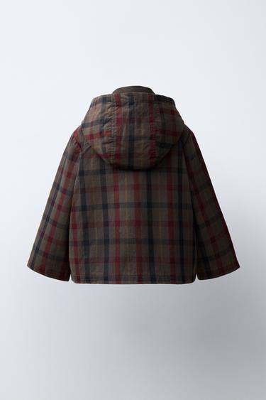 BLOUSON CIRE IMPRIME CARREAUX - Marron / Taupe de Zara