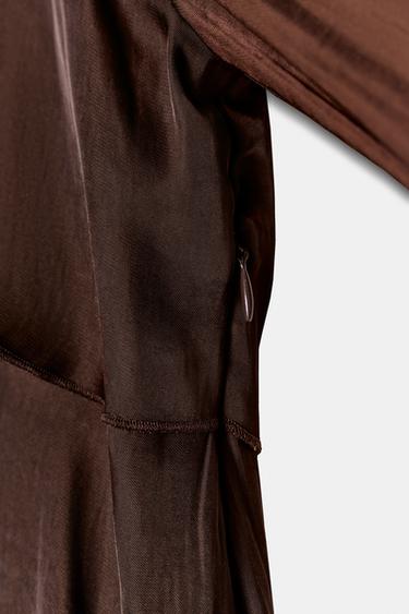 SHORT SATIN DRESS WITH RUFFLES - Brown by Zara - Image 9