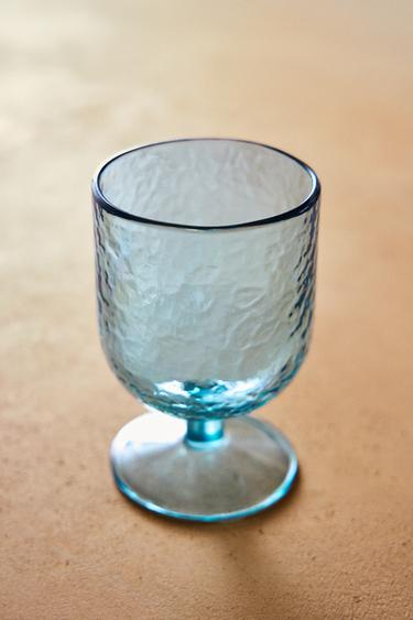 ACRYLIC HAMMERED WINE GLASS - Bluish by Zara - Image 5