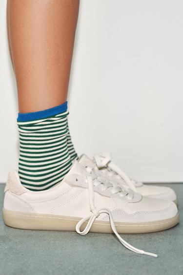 Zara ŽAKARD ČARAPE NA PRUGE – Zelena