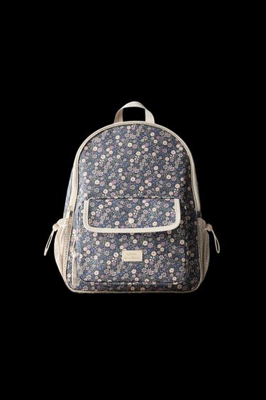 MOCHILA ESCOLAR FLORES - Azul de Zara - Imagen 0