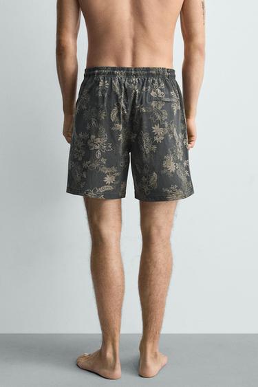 MAILLOT DE BAIN LONG À IMPRIMÉ FLORAL - Gris de Zara - Image 3