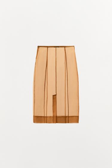 ORGANZA MIDI SKIRT - Caramel by Zara - Image 3