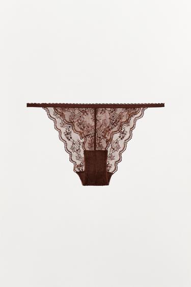 CULOTTE EN DENTELLE À FLEURS - Marron de Zara - Image 5