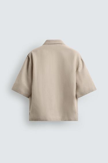 RELAXED FIT FLOWING SHIRT - Light beige by Zara - Image 6