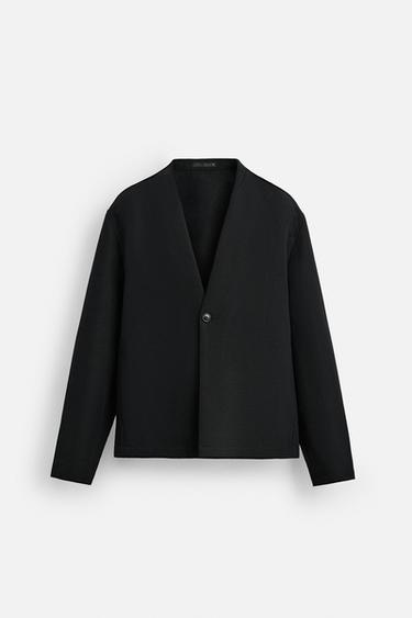 COTTON-LINEN SUIT BLAZER - Black by Zara