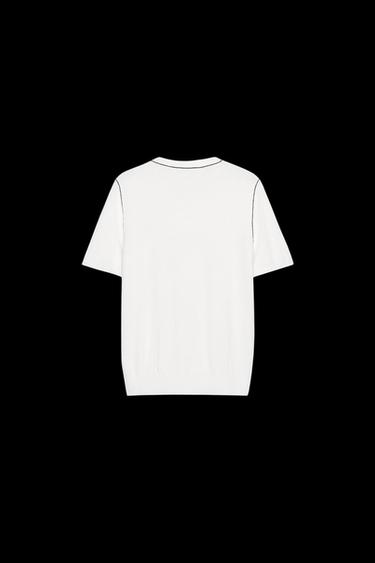 TOP PUNTO MANGA CORTA VIVOS - Blanco / Marino de Zara