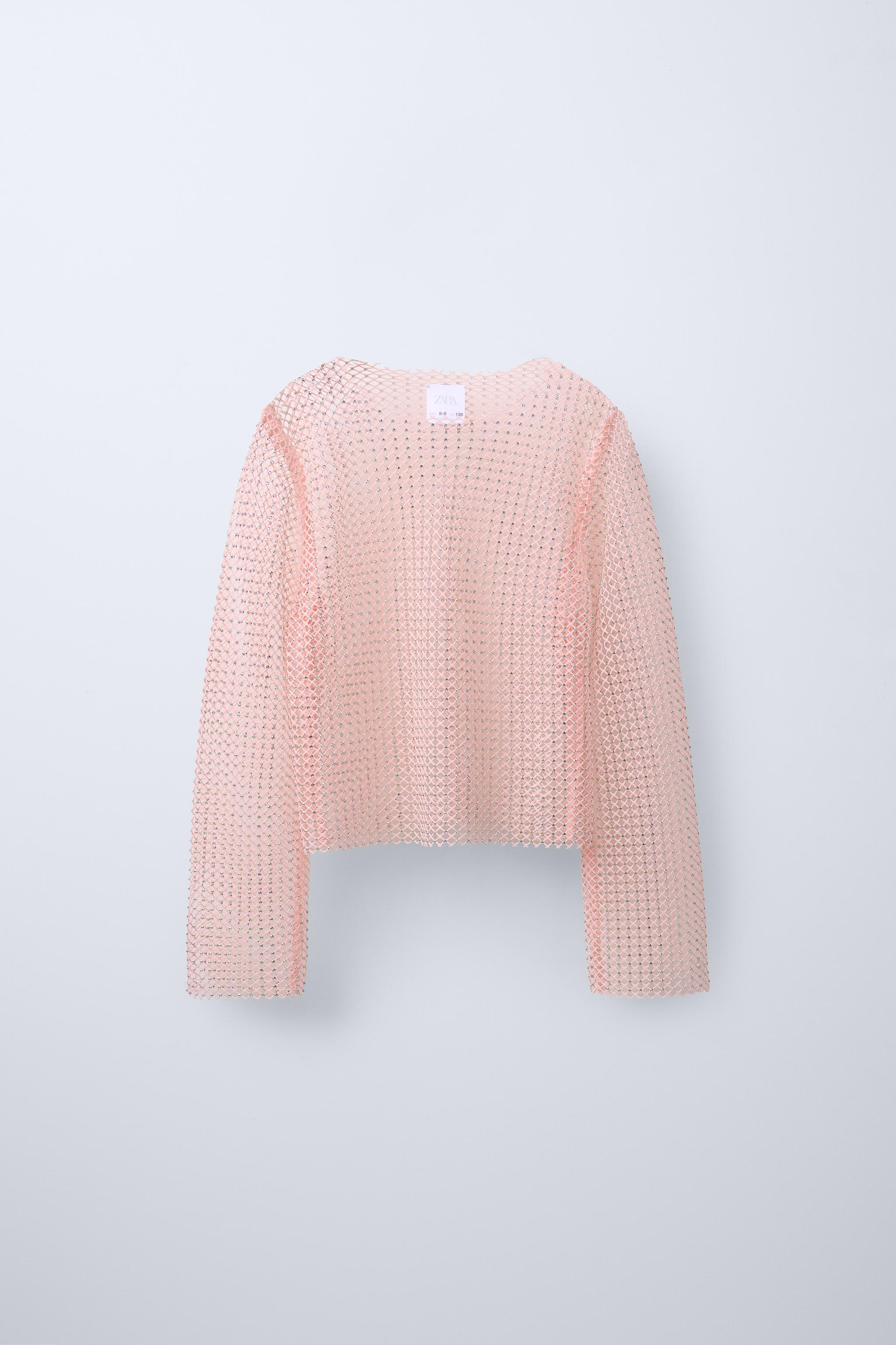 pink glitter mesh top