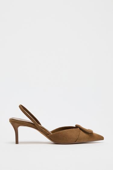 SLINGBACK SHOES WITH APPLIQUÉ - Brown by Zara