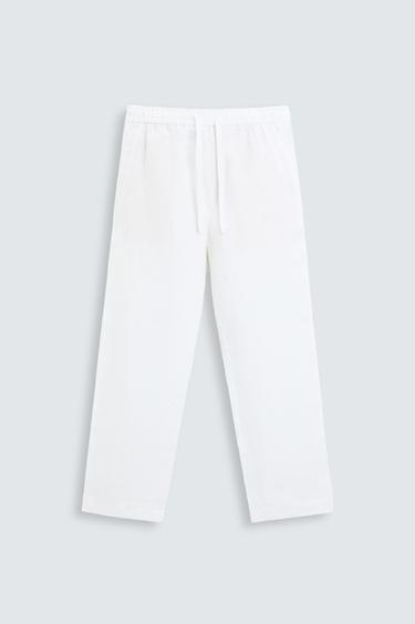 LINEN TROUSERS - White by Zara