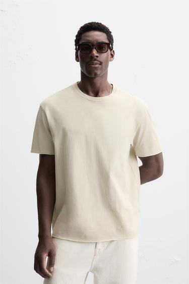 IRREGULAR FINISH T-SHIRT - Beige by Zara - Image 1