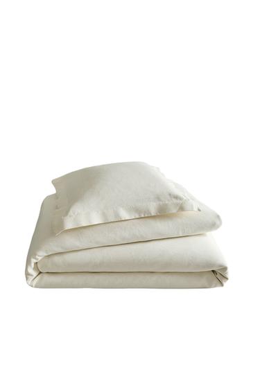 PIQUÉ BEDSPREAD WITH HEMSTITCHING - Oyster-white by Zara