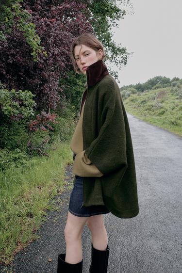 Zara 95% WOOL OVERSIZED JUMPER - Greenish