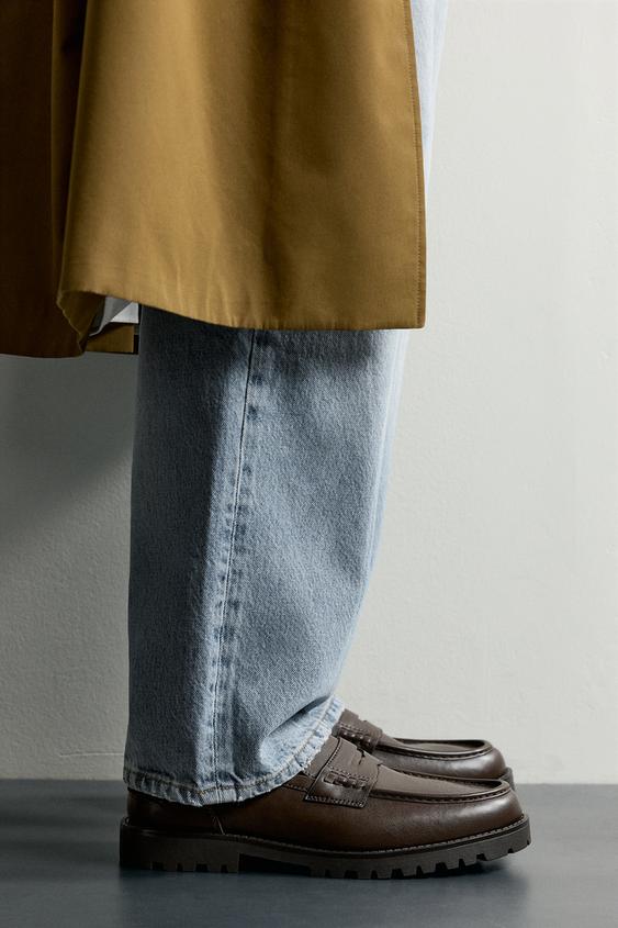 TRACK SOLE PENNY LOAFERS - Brown by Zara - Image 0