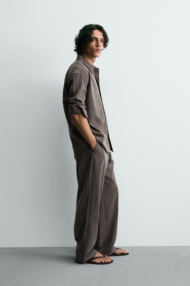 FLOWING RELAXED FIT SHIRT - mink brown by Zara - Image 3