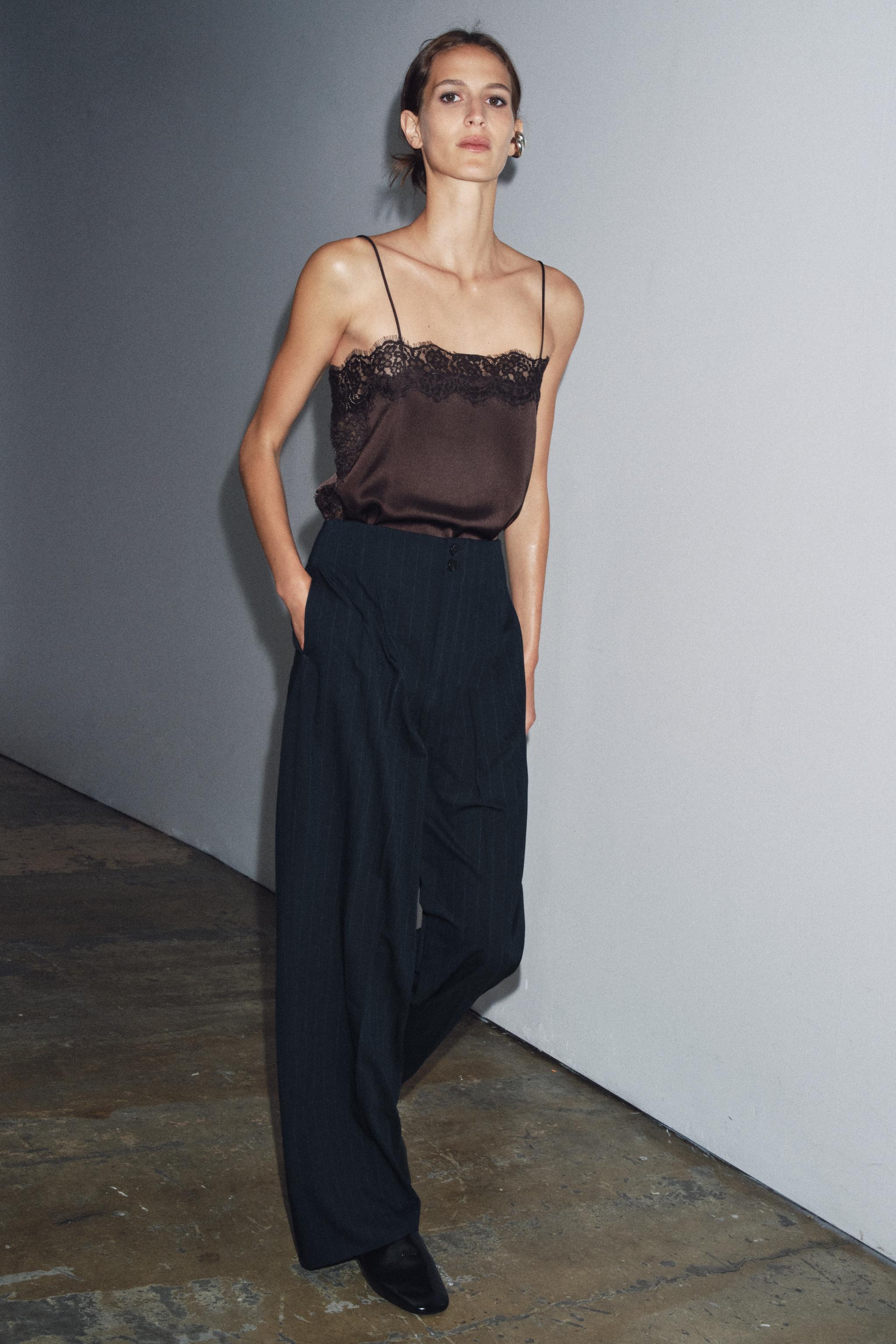 ZW COLLECTION ピンストライプ柄パンツ - ネイビーブルー | ZARA