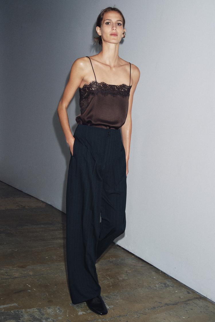 PANTALONI GESSATI ZW COLLECTION Blu Marino ZARA Italia Italy